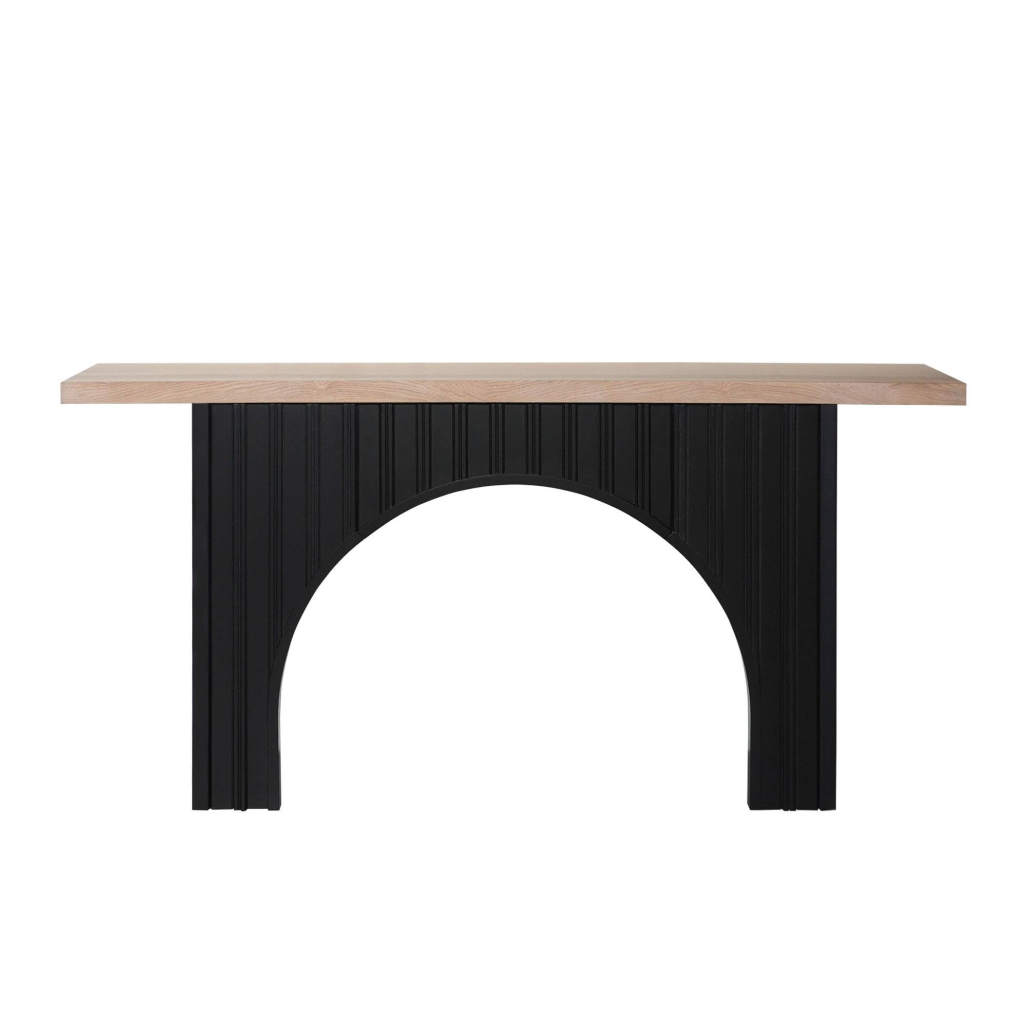 Alt View 5. GOODSILO - Modern Minimalist Console Table with Arch Base and Wood Top, Long Entryway Table for Living Room or Hallway - Black+Natural.