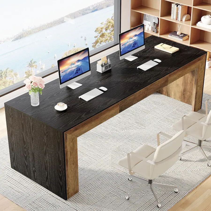 Simple Cpu Structure Tribesigns Office Executive Desk with Engineered Wood Construction, for ...