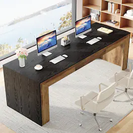 Tribesigns - Office Executive Desk with Engineered Wood Construction, for Computer Work and Writing in Home Offices - Black