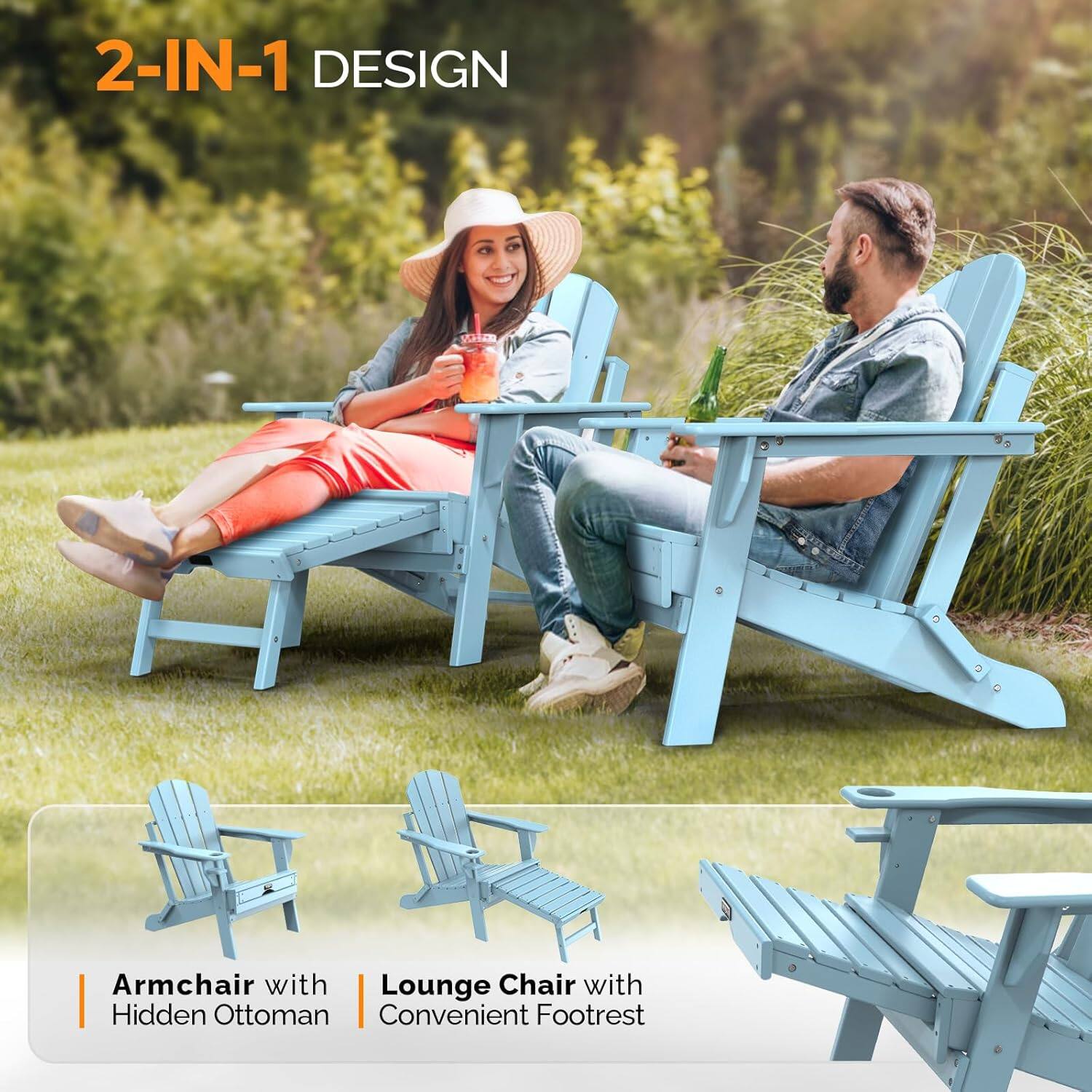 2-IN-1 DESIGN

Armchair with Hidden Ottoman | Lounge Chair with Convenient Footrest