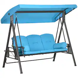 Outsunny - 3-Seat Patio Swing Chair Outdoor Porch Swing Glider with Adjustable Canopy