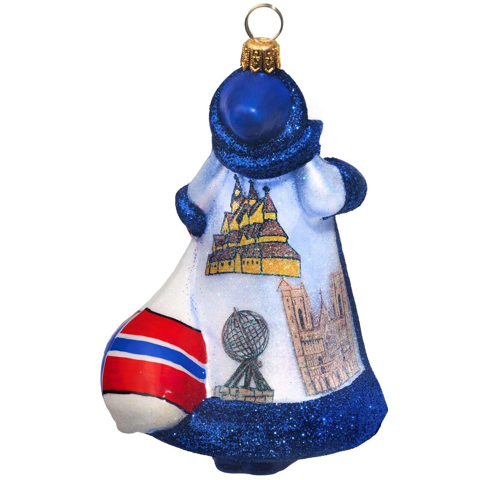 Angle. Joy to the World Collectibles - Joy to the World Glitterazzi Norway Santa Polish Glass Christmas Ornament - Multicolor.
