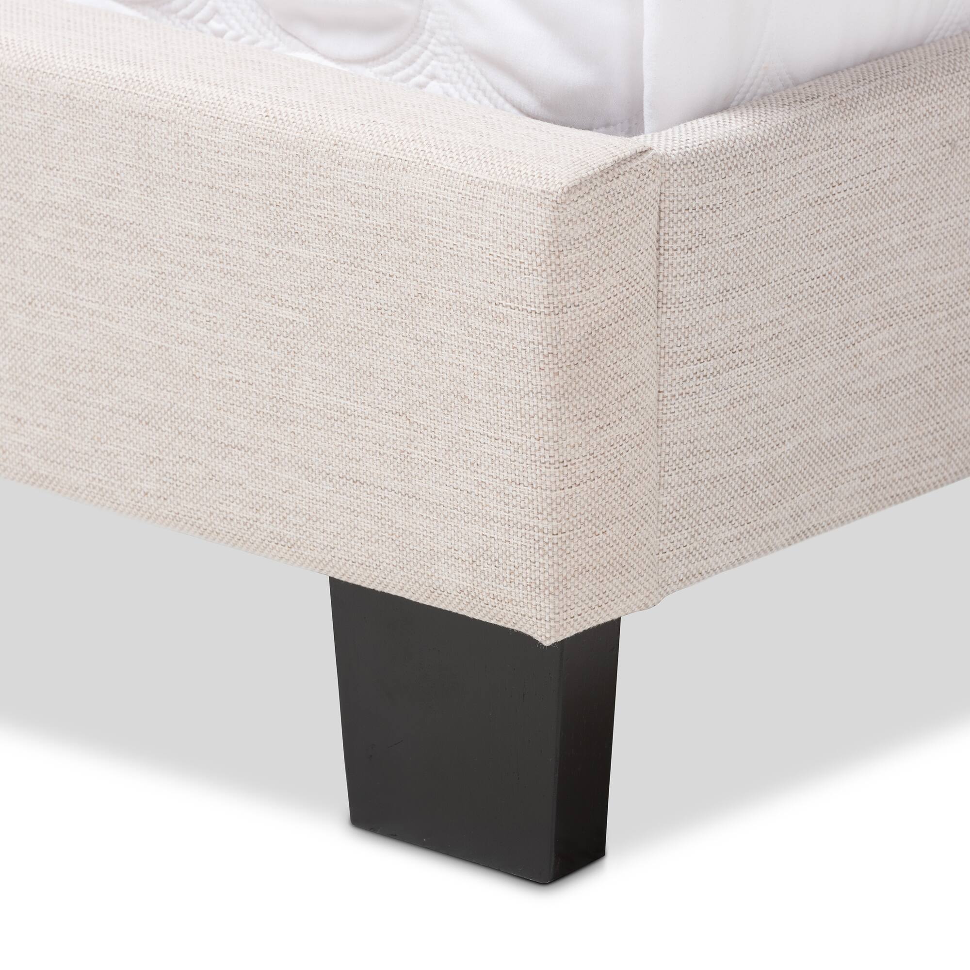 Alt View 1. Baxton Studio - Lexi Modern and Contemporary Fabric Upholstered Bed - Light Beige.
