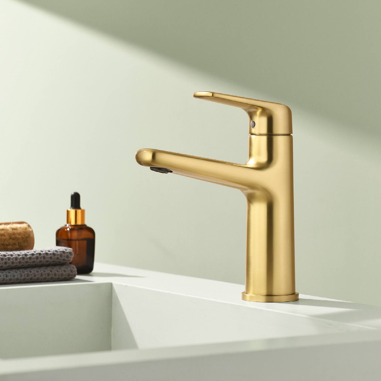 Alt View 1. Boyel Living - Brushed Gold Single Handle Bathroom Faucet Solid Brass - Brushed Gold.