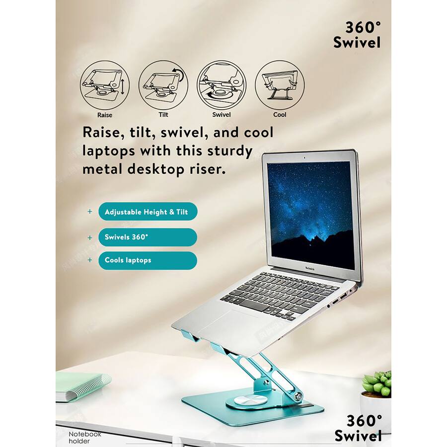 Computer Swivels Uncaged Ergonomics Adjustable Swivel Laptop Stand for Desk Ocean Blue ...
