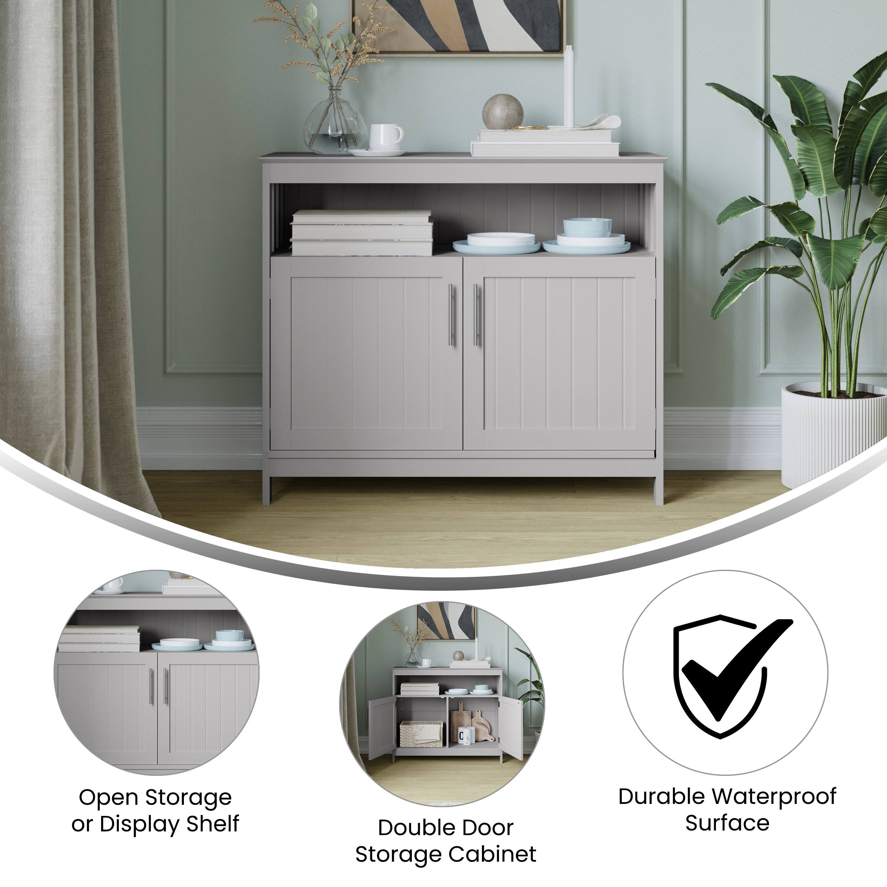 Open Storage or Display Shelf  
Double Door Storage Cabinet  
Durable Waterproof Surface