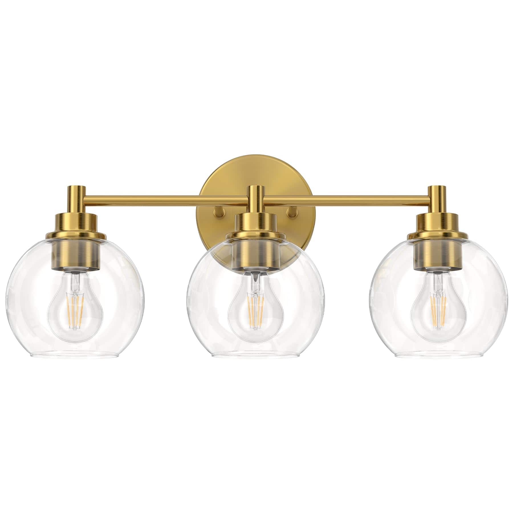 Dazzling Pops - Bathroom Light Fixtures Vanity With Globe Glass Shades E Sockets Lights Over Mirror For Bedroom Hallway Liv - Gold 3-Light