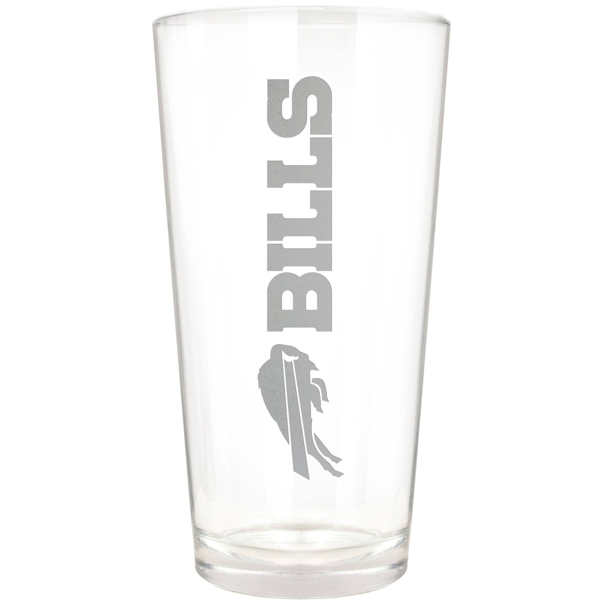 Front. Great American Products - Buffalo Bills Etched 16oz. Vertical Rally Cry Pint Glass - Multicolor.