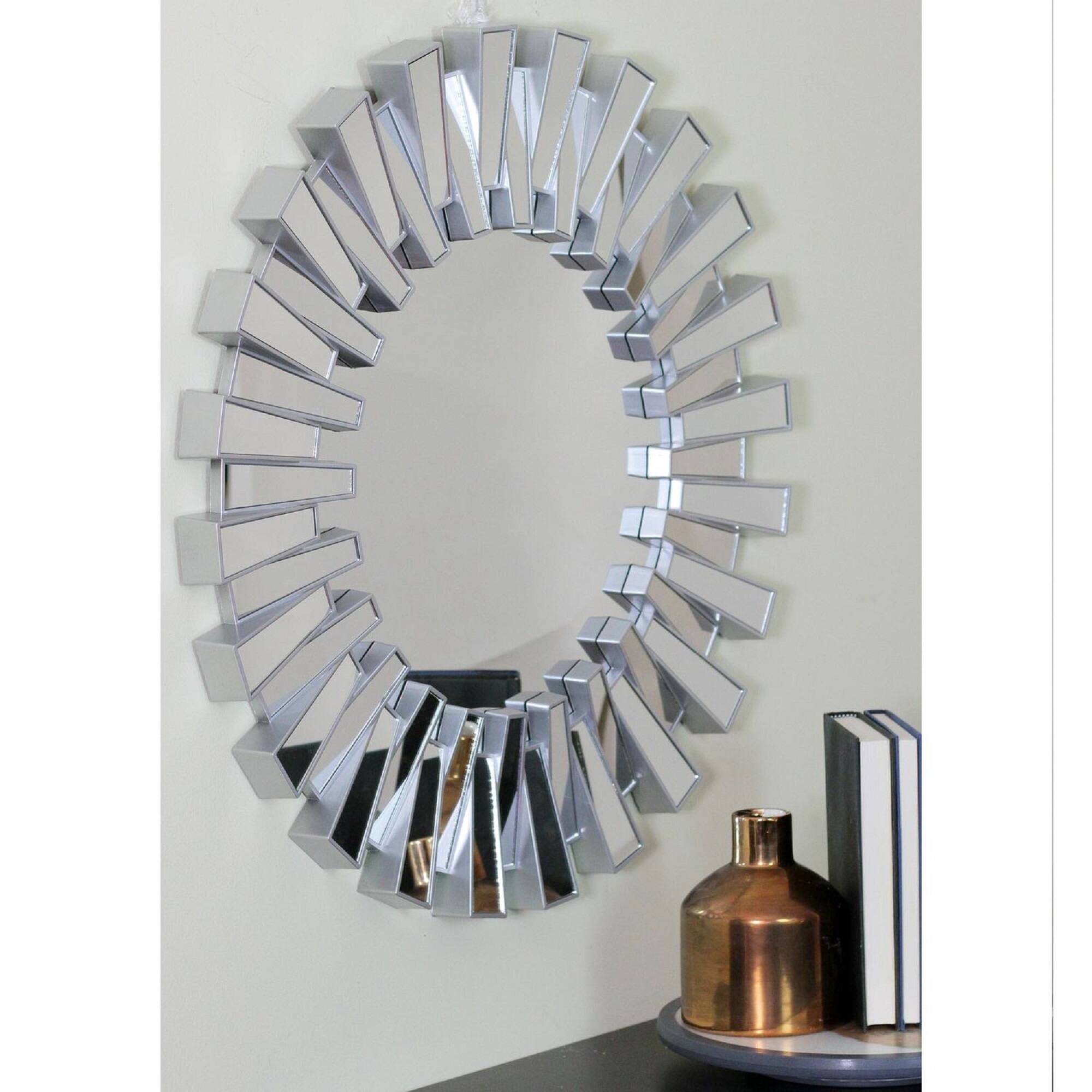 Alt View 2. Northlight - Aztec Sunburst Round Wall Mirror - 25.5" - Silver - Silver.