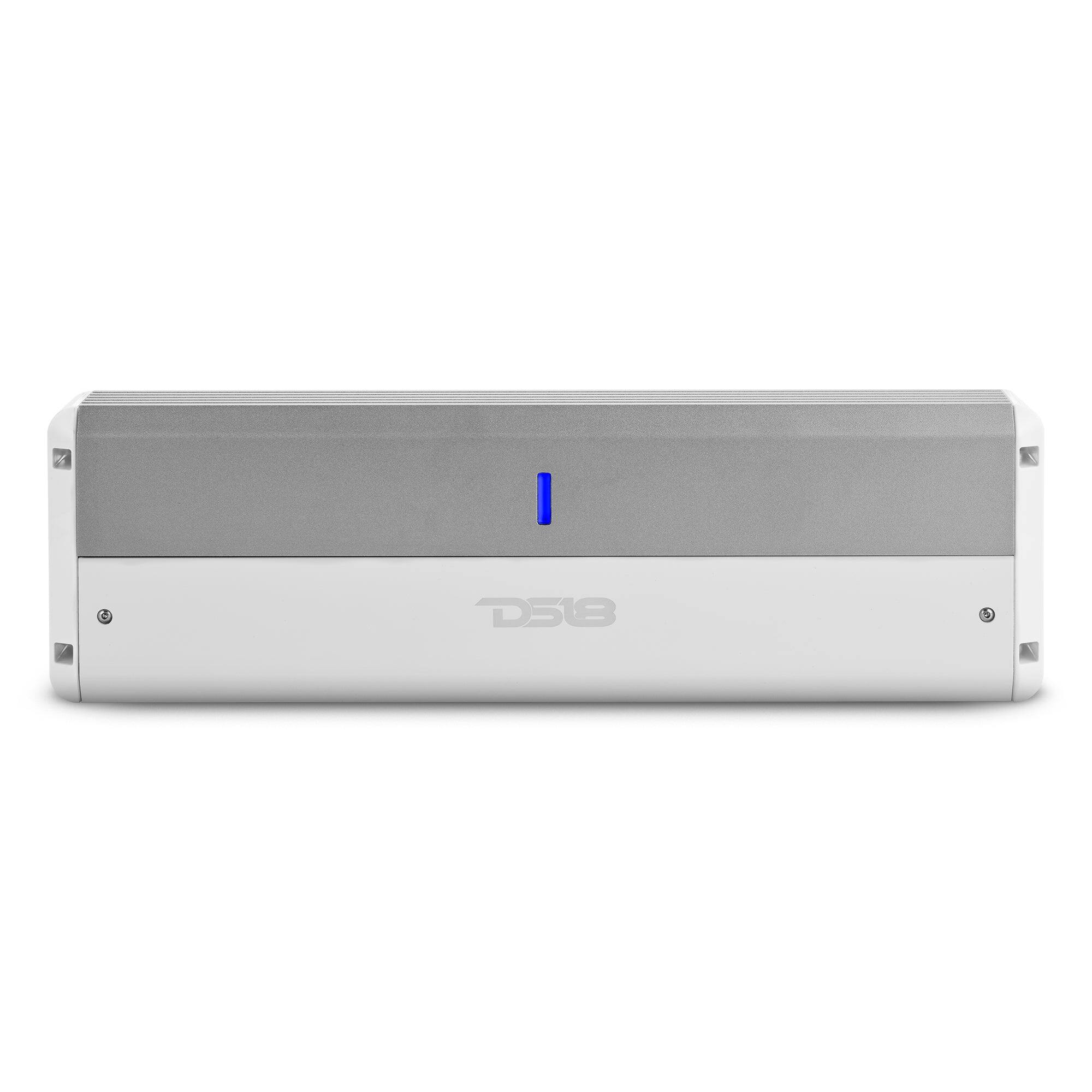 Front. DS18 Audio - NXL-M 6-Channel Class D Car Amplifier with Marine Rating, 6 x 150W RMS at 4 Ohm - White/Silver.