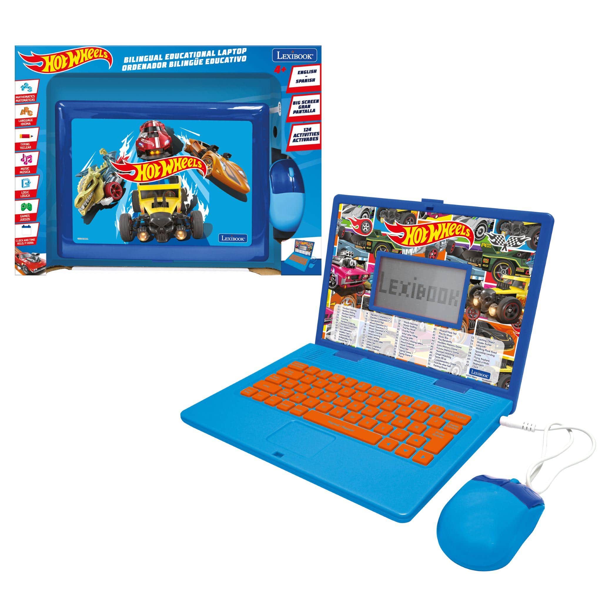 Lexibook - Hot Wheels Bilingual Educational Laptop with 164 Activities