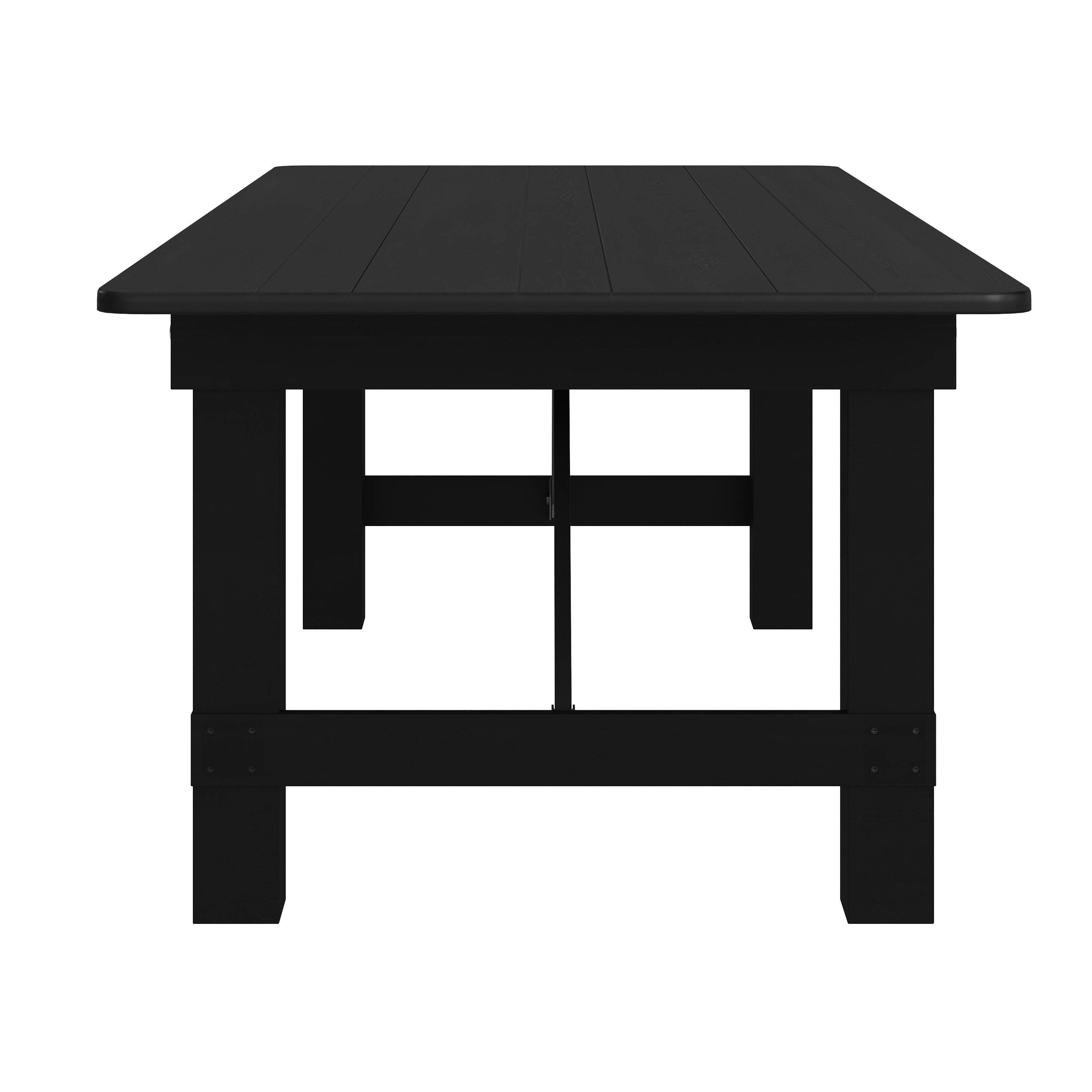 Left. Flash Furniture - HERCULES 8' x 40" Rectangular Black Wash Commercial Farmhouse Folding Table, Antique Rustic Solid Pine Dining Room Table - Black.