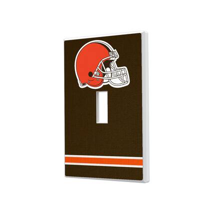 Front. Keyscaper - Cleveland Browns Stripe Single Toggle Light Switch Plate - Multicolor.