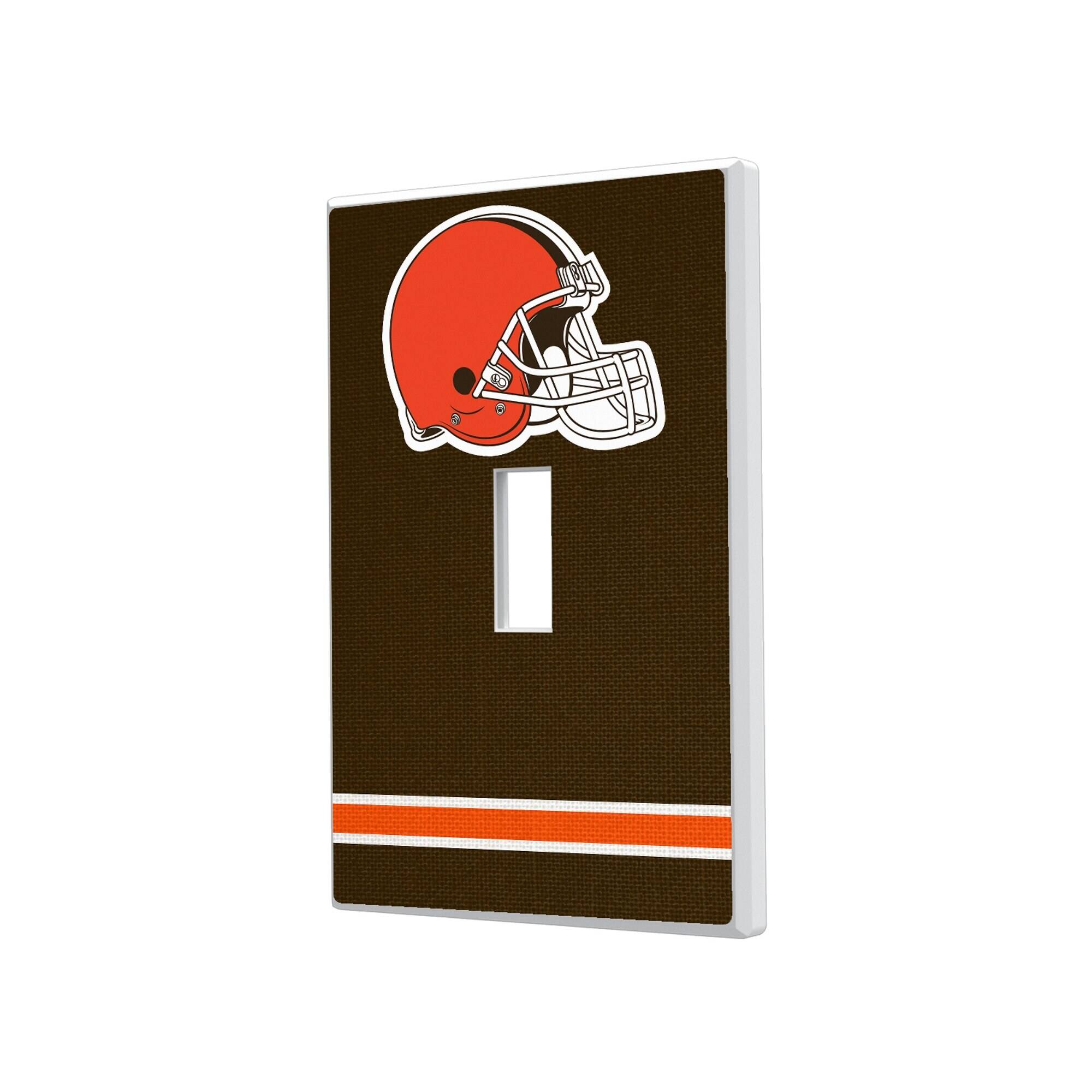 Front. Keyscaper - Cleveland Browns Stripe Single Toggle Light Switch Plate - Multicolor.