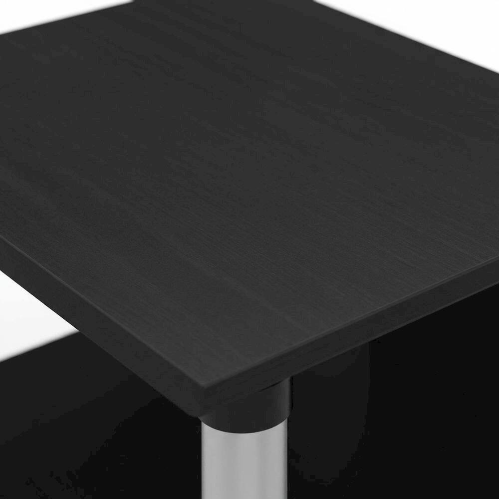 Alt View 4. FurniFact - Engineered Wood TV stand in Americano finish with stainless steel tubes - Black.