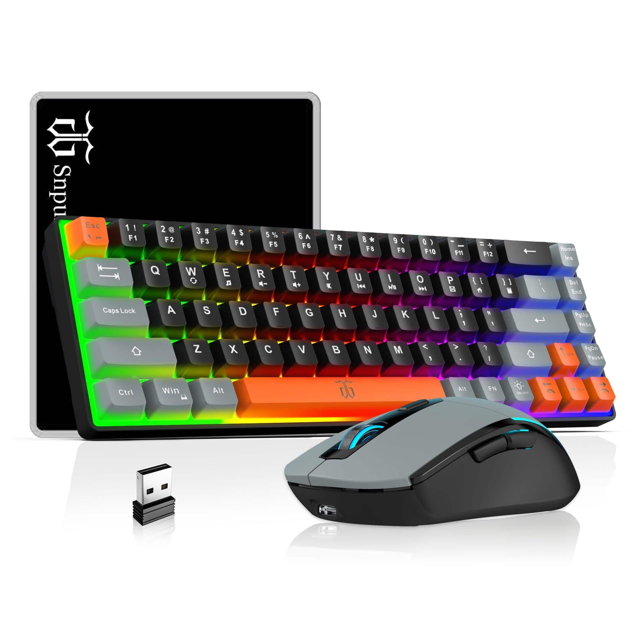 Reds Spade - 60 Gaming And Mouse Combo Rechargeable 2000mah Membrane But Mechanical Feel Popular Rgb Mice For Business O - Black Gray Orange Combo