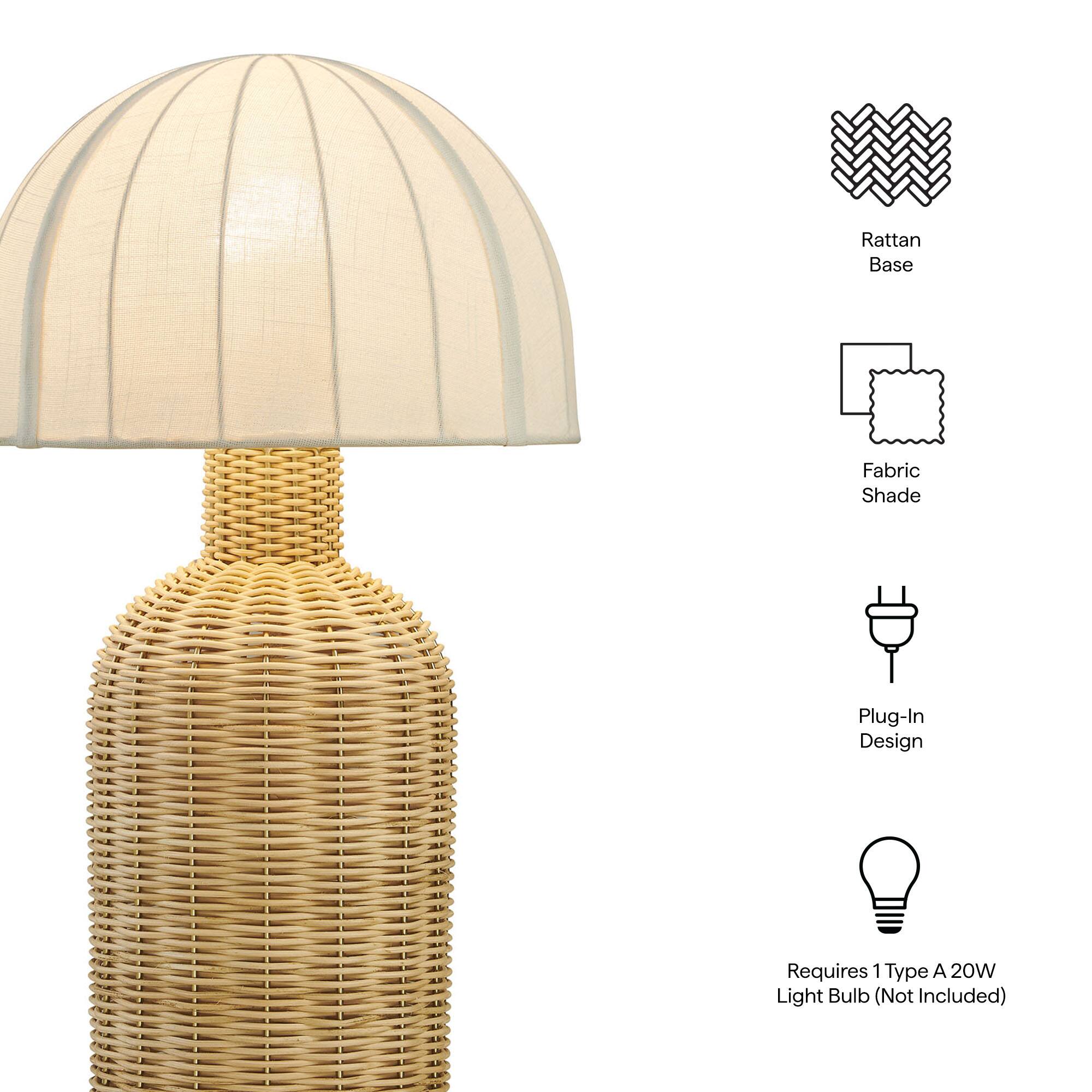 Rattan Base  
Fabric Shade  
Plug-In Design  
Requires 1 Type A 20W Light Bulb (Not Included)