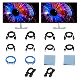 Bundle - Dell - UltraSharp 27 QHD U2724DE 2-Pack with 2x ZoomSpeed HDMI & Ethernet Cables + 2x AOM Cleaning Cloths