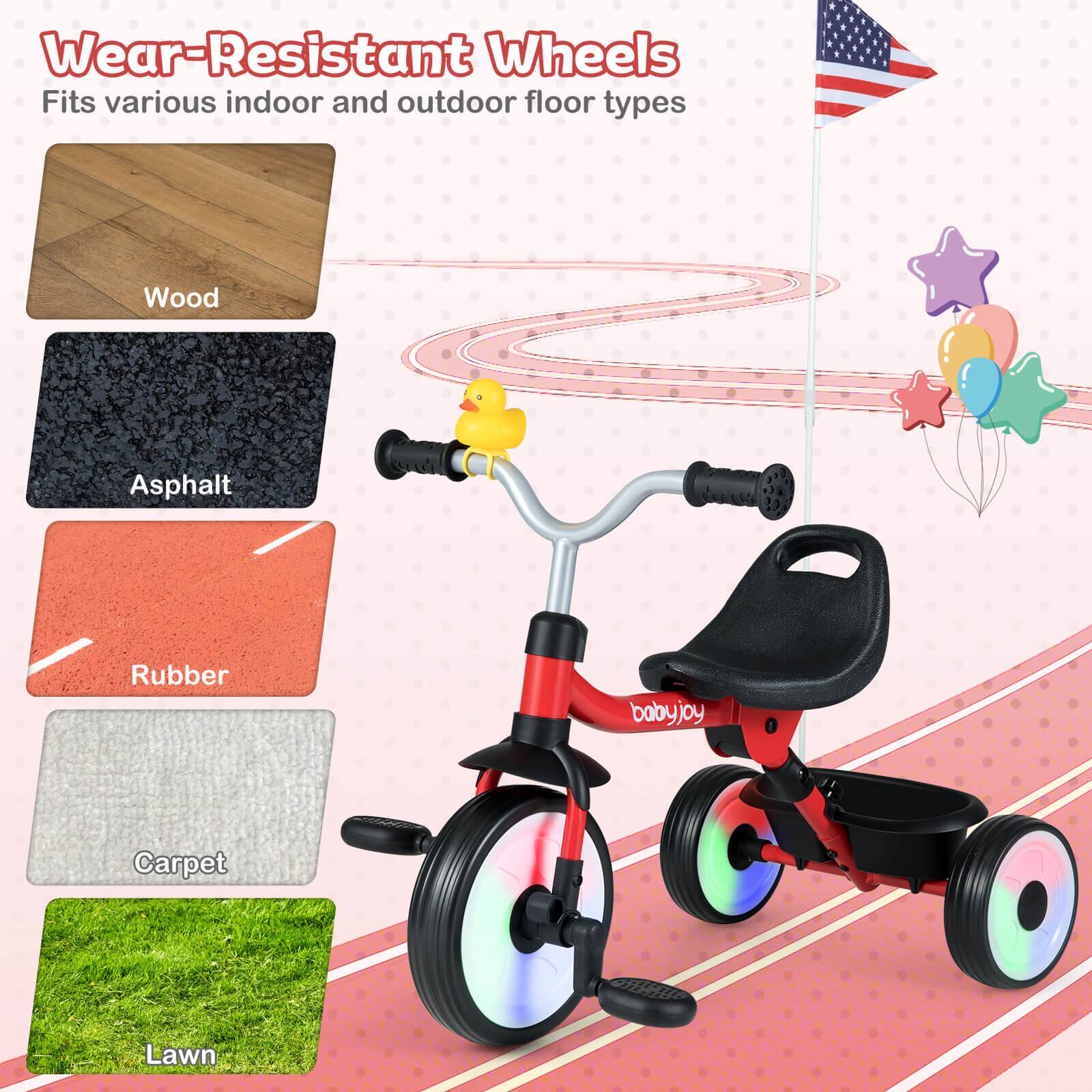 Wear-Resistant Wheels  
Fits various indoor and outdoor floor types  
Wood  
Asphalt  
Rubber  
Carpet  
Lawn