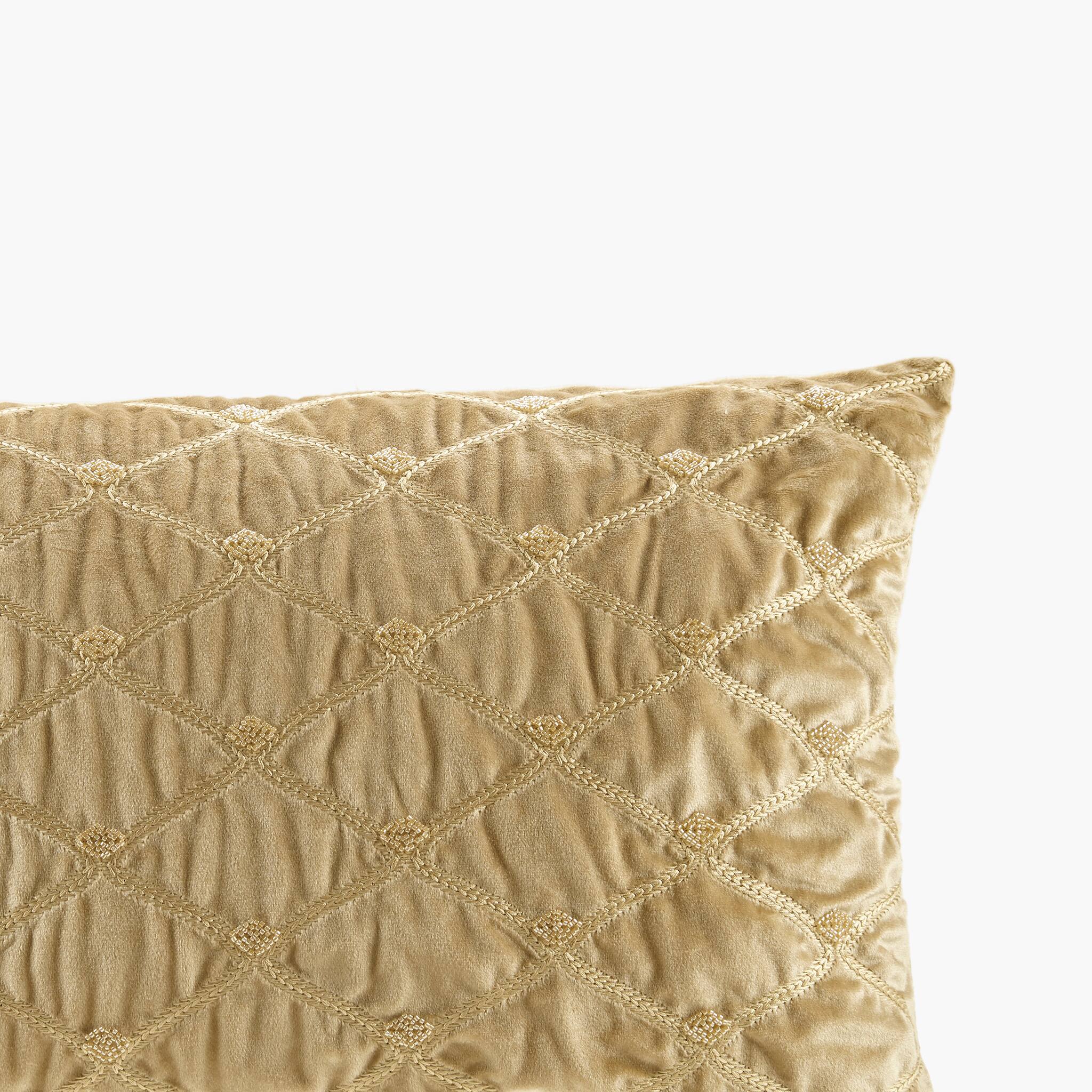 Alt View 1. Gracie Mills - Gracie Mills Brad Foxtail Stitched Velvet Oblong Decor Pillow - Gold.