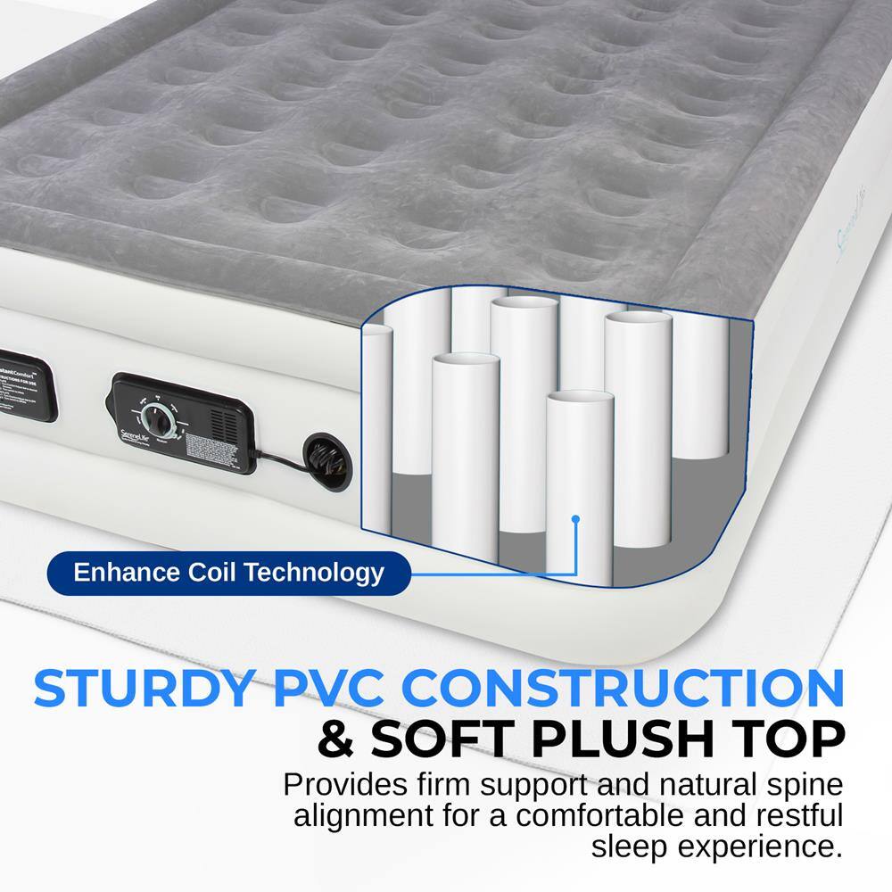 Enhance Coil Technology

STURDY PVC CONSTRUCTION & SOFT PLUSH TOP

Provides firm support and natural spine alignment for a comfortable and restful sleep experience.