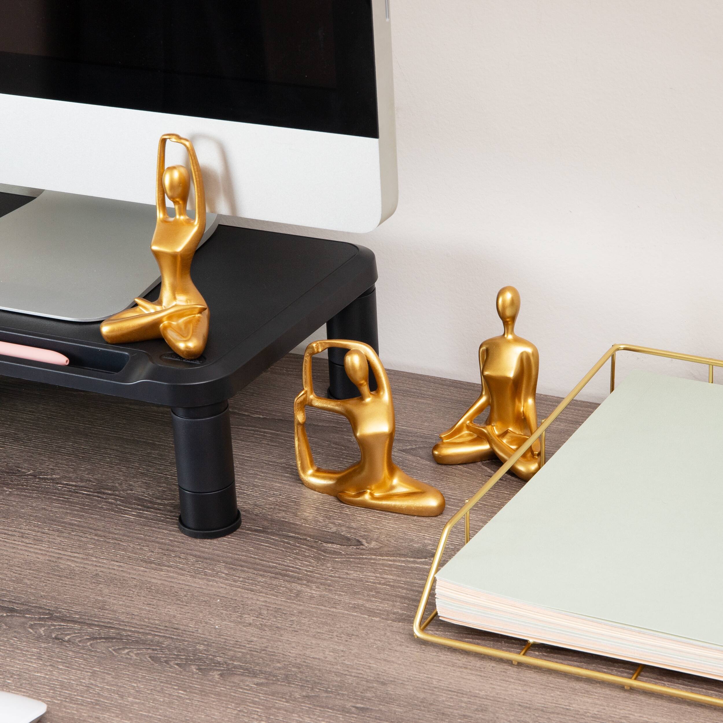 Alt View 1. Mind Reader - Yoga Figurine Set, Meditation Statues for Home, Office, Elegant Mindful Gift, Resin, Set of 3 - Gold.