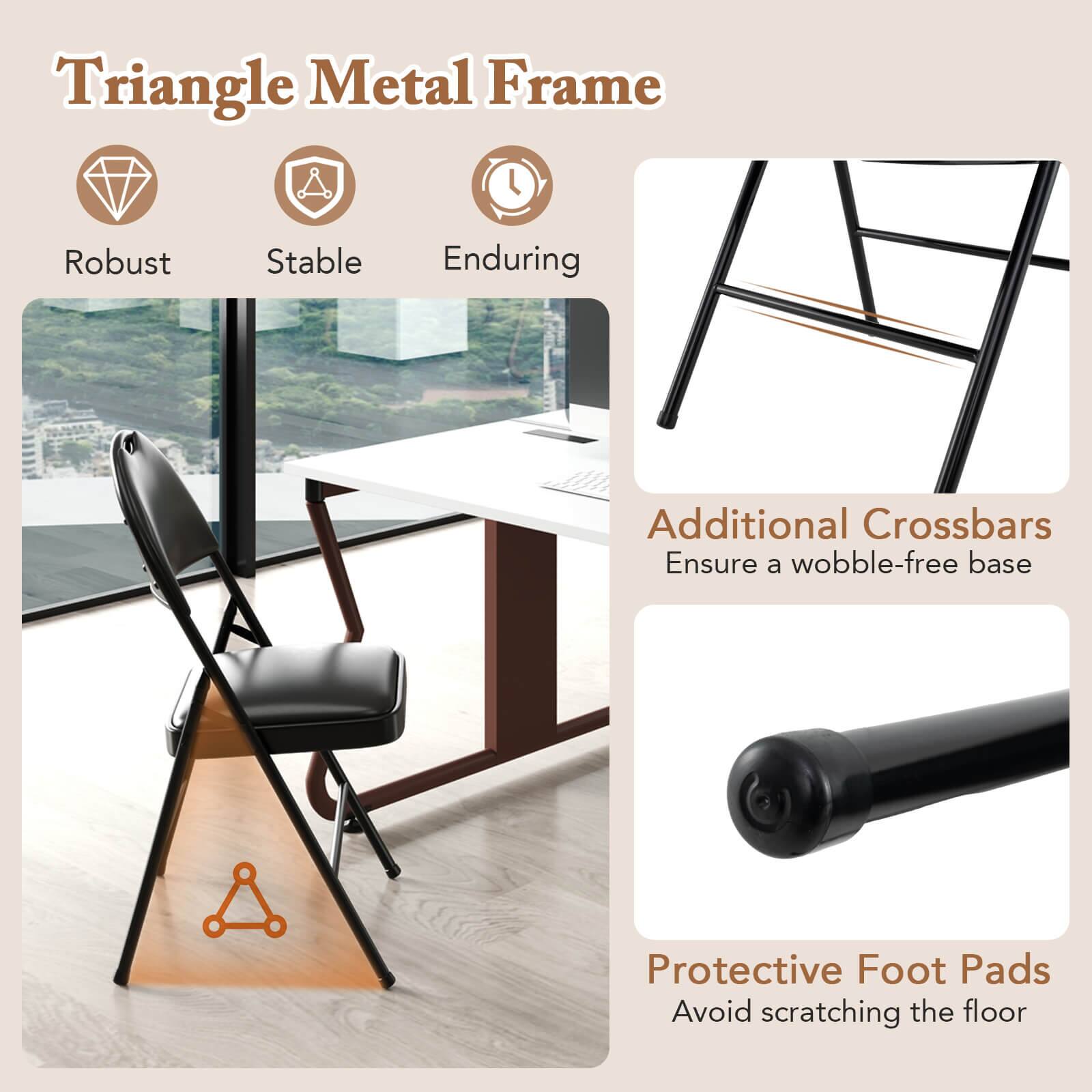 Triangle Metal Frame

- Robust
- Stable
- Enduring

Additional Crossbars
Ensure a wobble-free base

Protective Foot Pads
Avoid scratching the floor