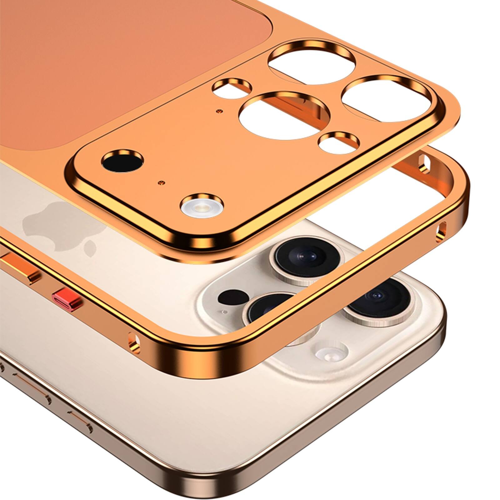 Alt View 3. UUCOVER - For Apple iPhone 16 Pro Max Case Transform to 17 Pro Max Look, Metal Frame + Matte Back Panel Locking Buckle Phone Cover - Silver.