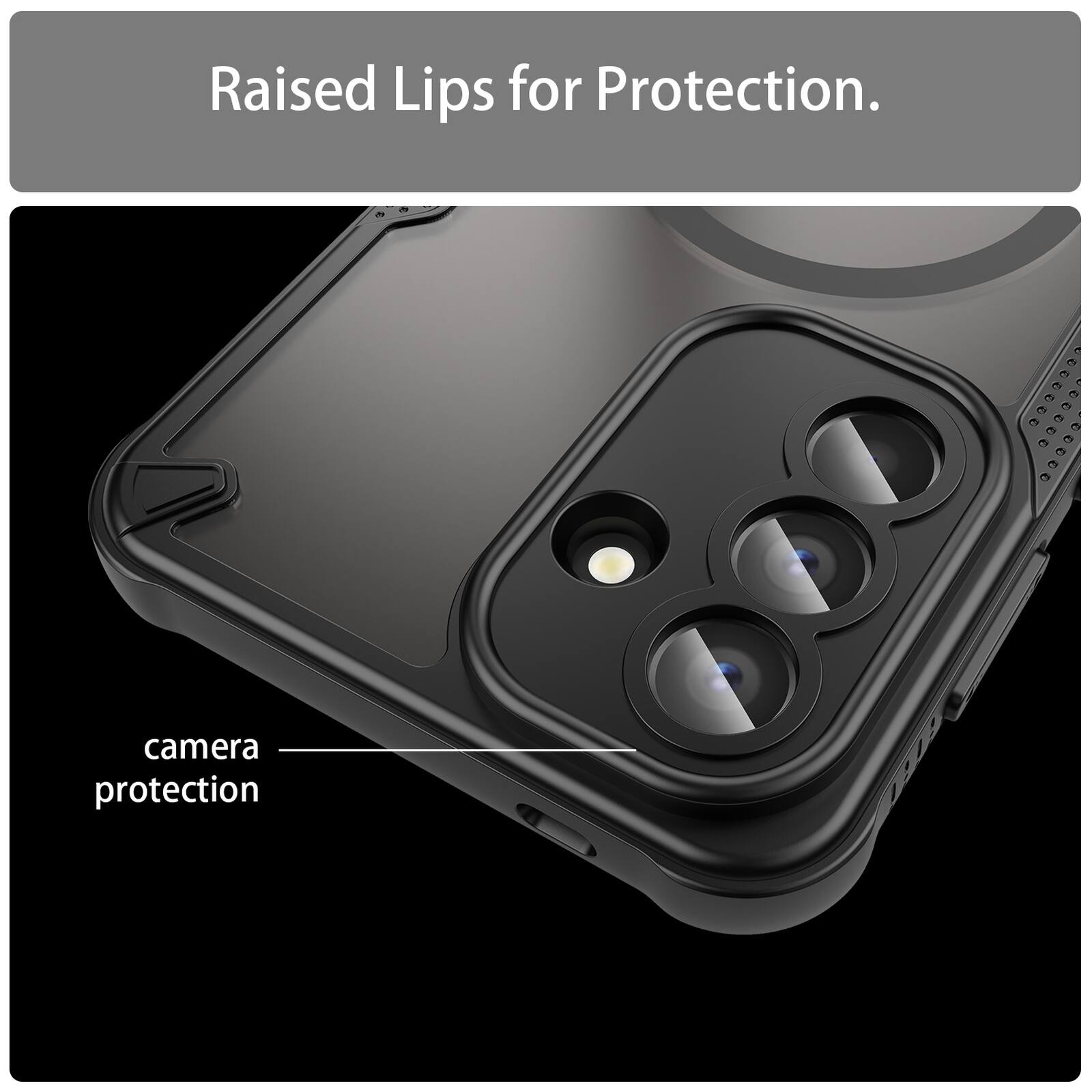 Raised Lips for Protection.  
camera protection