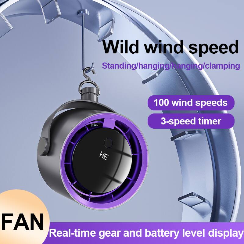 Wild wind speed  
Standing/hanging/hanging/clamping  
100 wind speeds  
3-speed timer  
HE FAN  
Real-time gear and battery level display