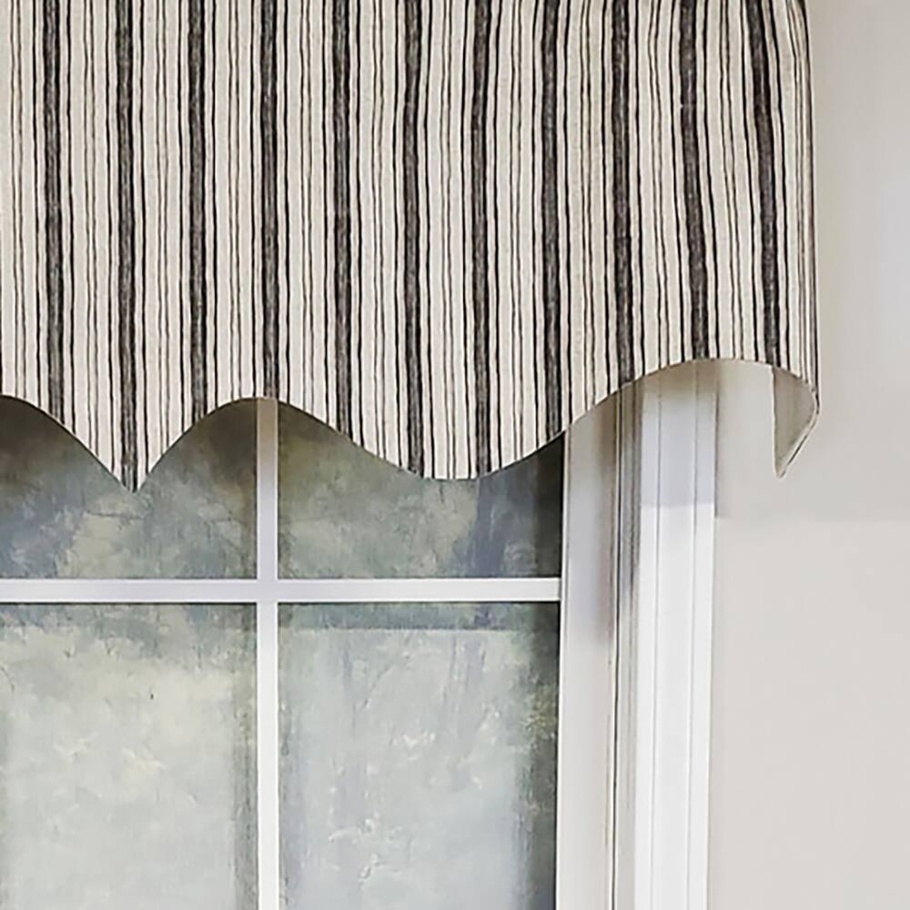 Left. RLF Home - RLF Home Luxurious Modern Design Classic Brunswick Stripe Regal Style Window Valance 50" x 17" Gray - Gray.