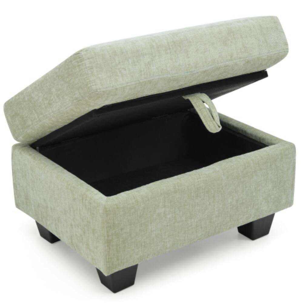 Alt View 4. LUCKY ONE - Single Sofa Recliner w/ Manual Backrest USB Port Cup Holders Hidden Storage Ottoman - Cyan.