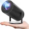 Front. COQOOL - Full HD Projector, Mini Projector Smart for Movie Projection Compatible with Phone - Black.
