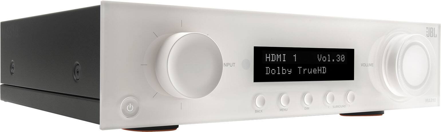 JBL NPUT HDMI 1 Vol:30 Dolby TrueHD VOLUME BACK MENU DIM SURROUND MA310