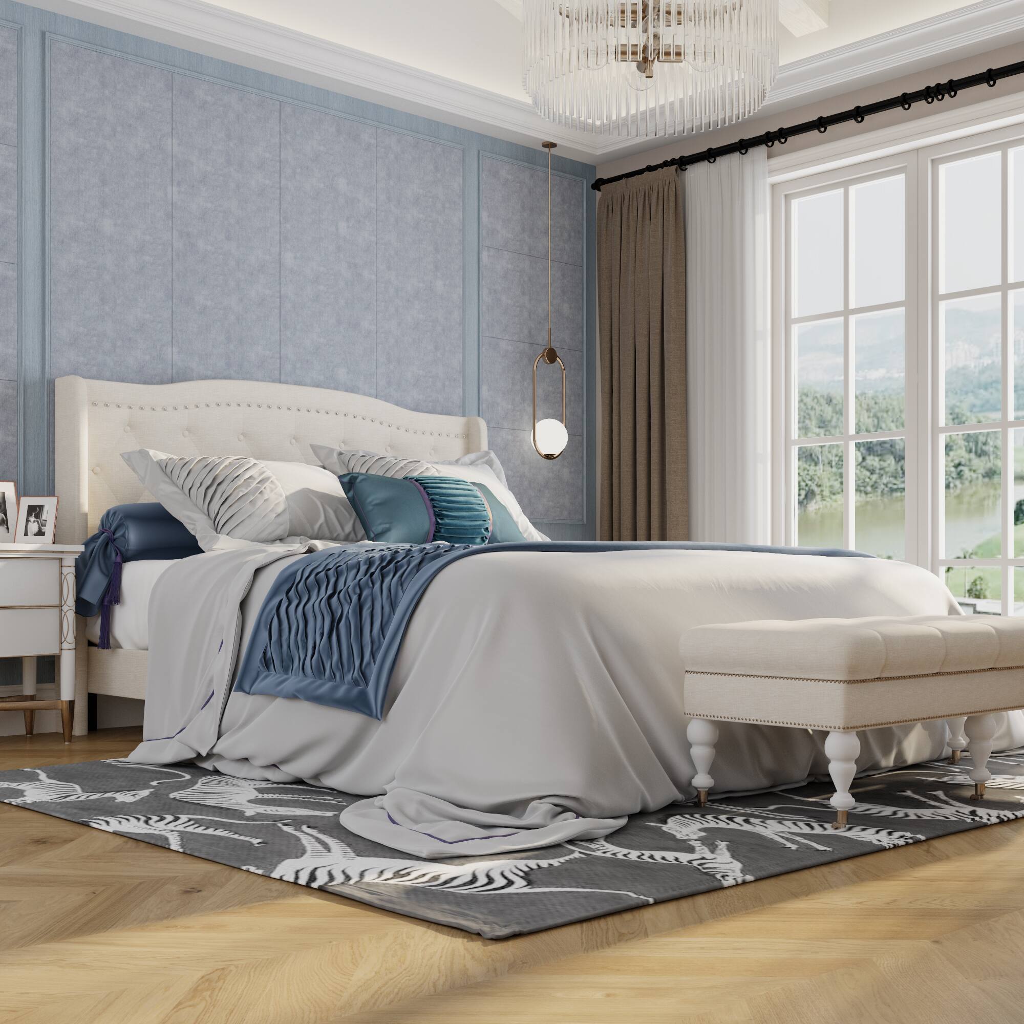 Alt View 1. Famapy - Famapy Upholstered Bed Frame - Heavy - Duty 10 - Slat Support & Thick Plywood for Stable Sleep - White.