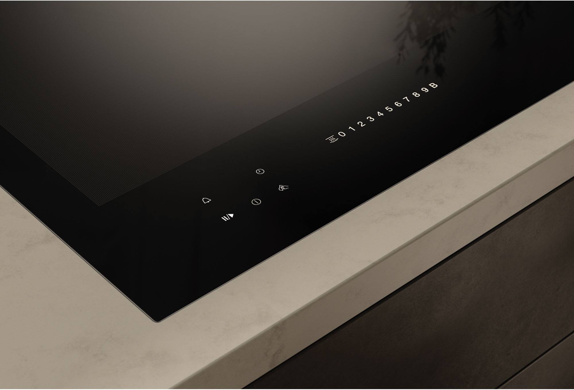 Left. Miele - KM 7747 FL Diamond 36" Frameless Full-Surface Smart Induction Cooktop with DiamondFinish - Graphite Black.