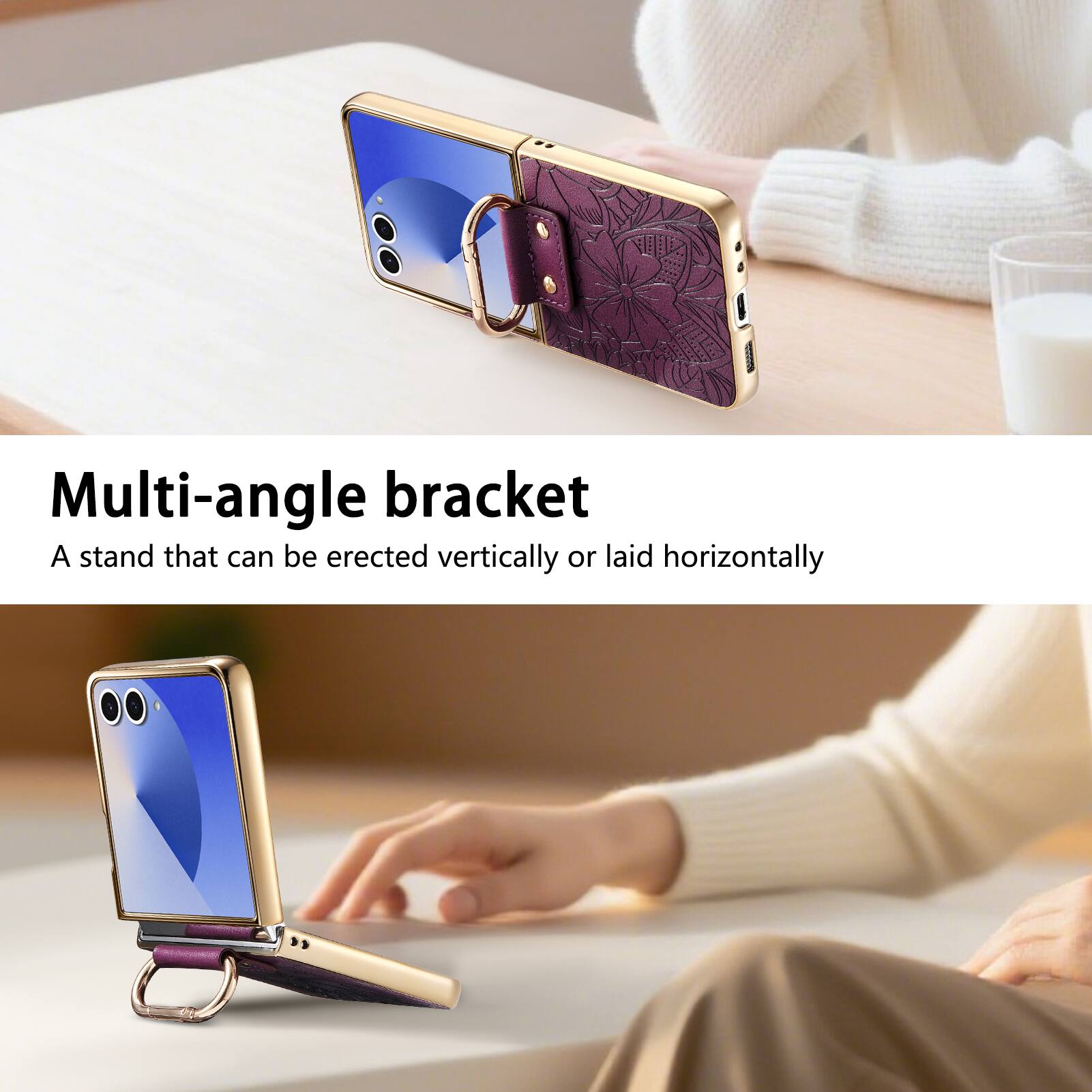 Multi-angle bracket  
A stand that can be erected vertically or laid horizontally