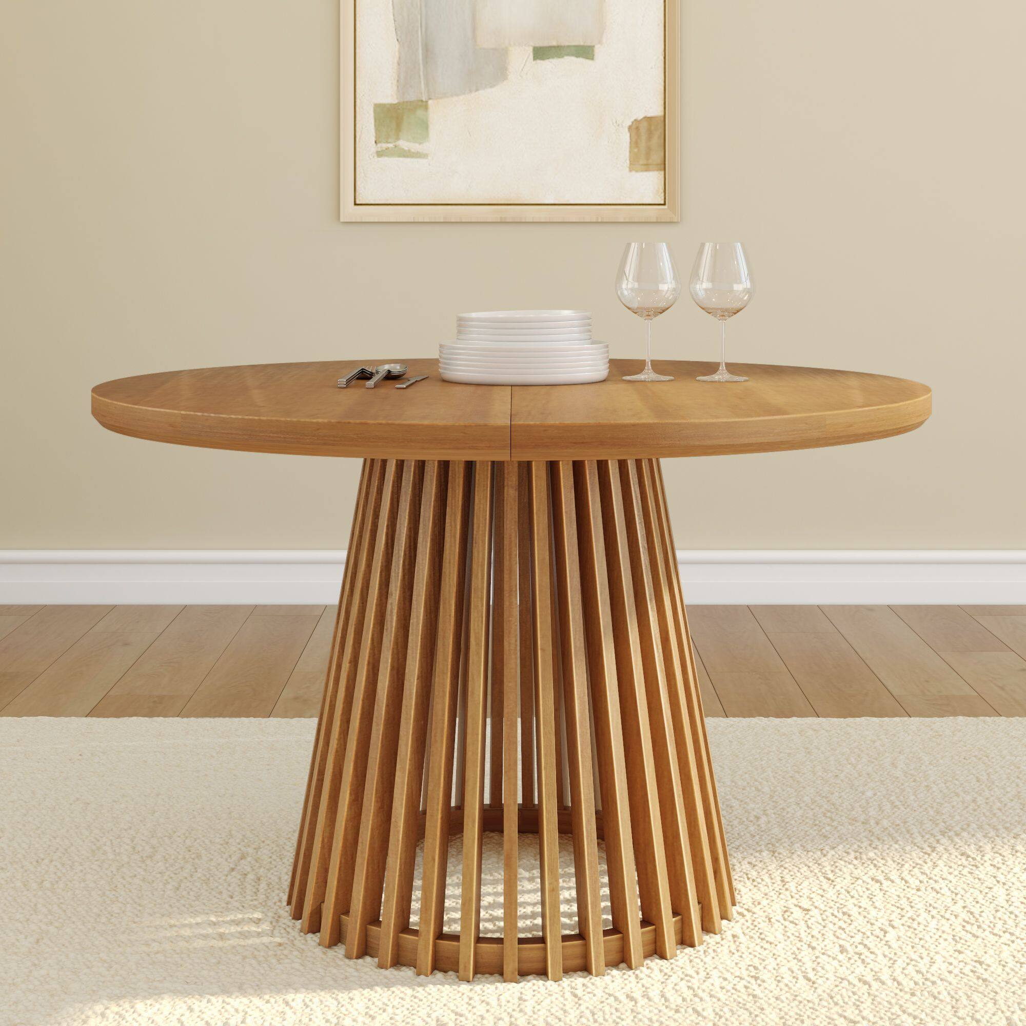 Alt View 1. Plank+Beam - Lido Round Dining Table (47in / 1194mm)|| Pecan - Pecan.