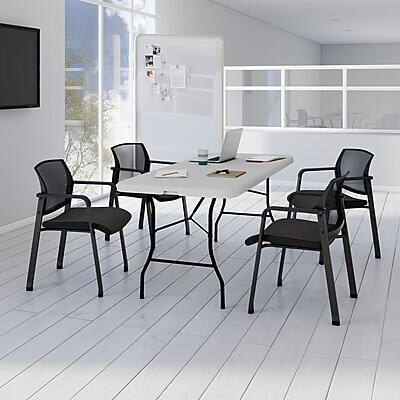 Alt View 4. Staples - 6' x 30" Heavy Duty Plastic Folding Table - White Granite.