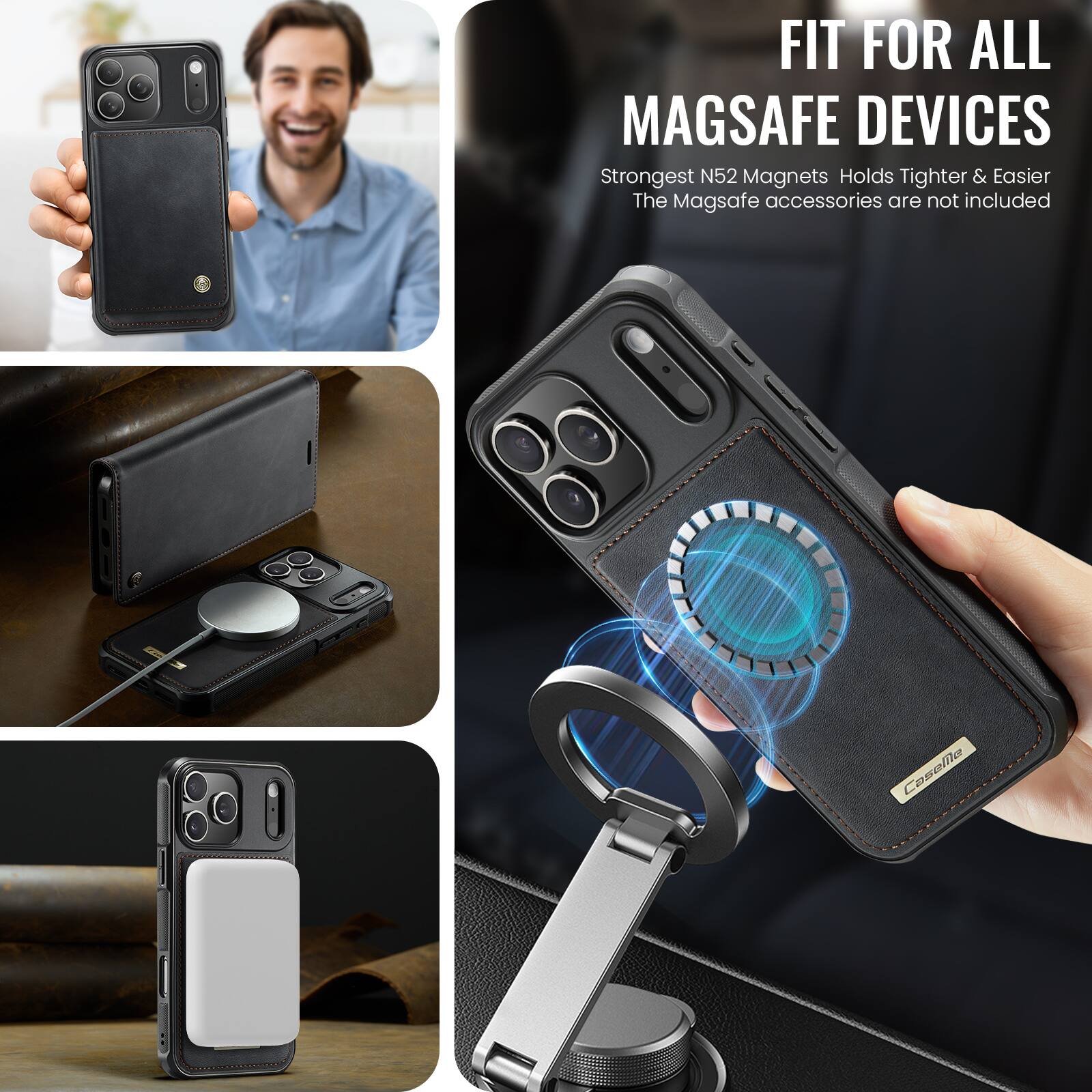 FIT FOR ALL MAGSAFE DEVICES

Strongest N52 Magnets Holds Tighter & Easier

The Magsafe accessories are not included

Coselila
