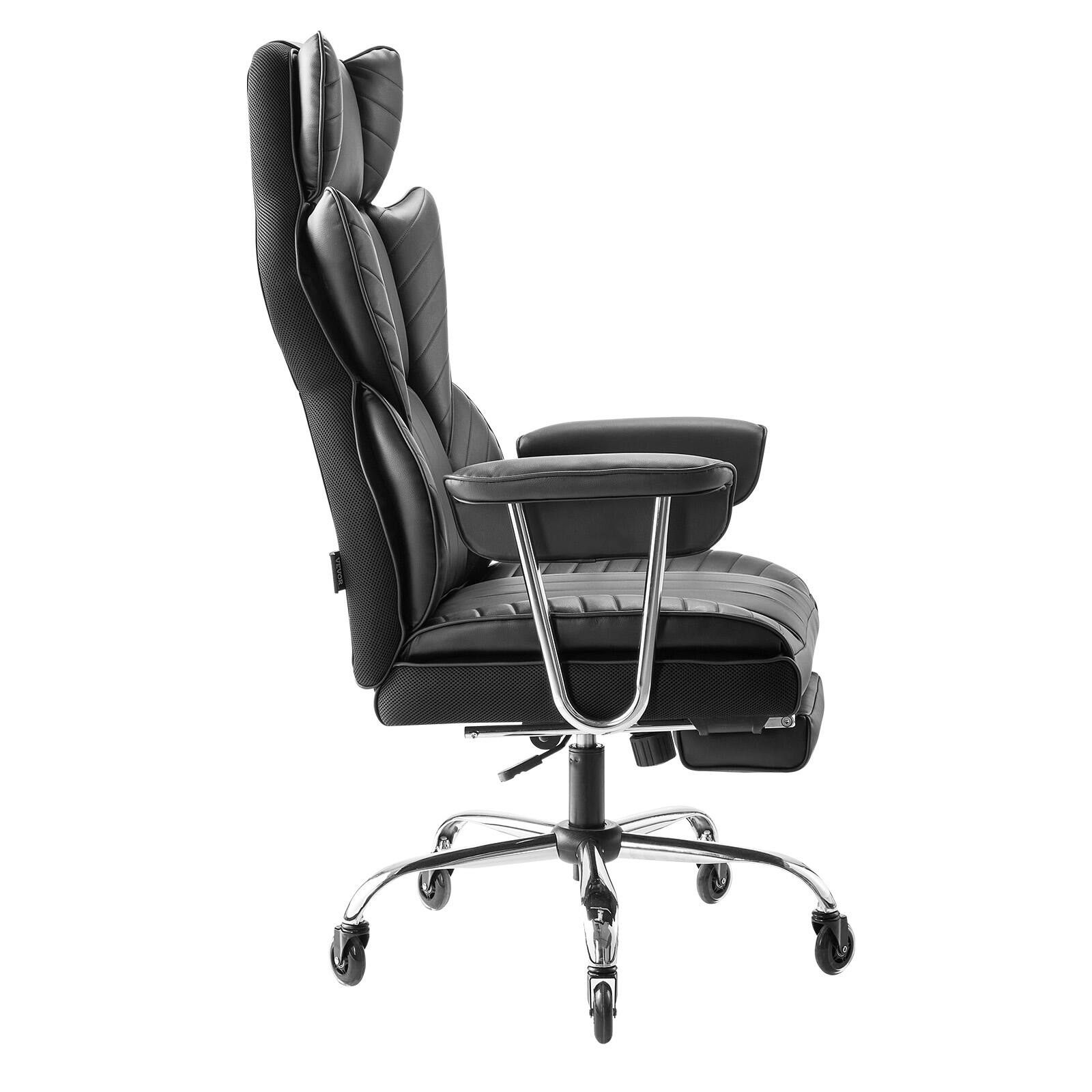 Alt View 5. VEVOR - Executive Office Chair with Footrest, 400lb Capacity with Lumbar Pillow & Removable Armrests, Heavy Duty Ergonomic Chair - Black.