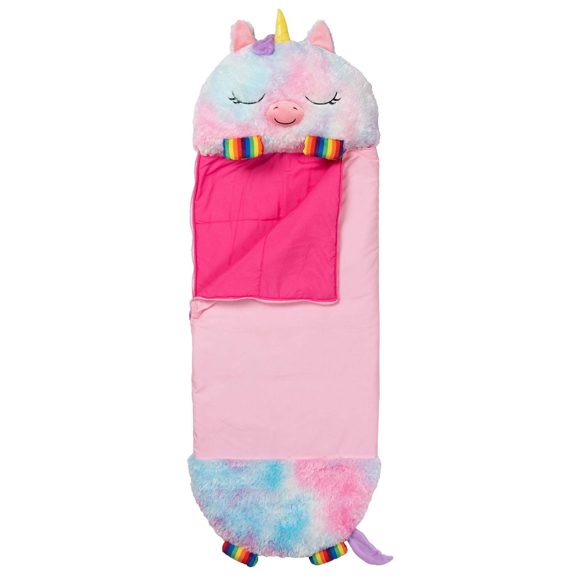 Front. Happy Nappers - Happy Nappers: Pillow & Sleepy Sack: Large - Rainbow Unicorn - 66 x 30".