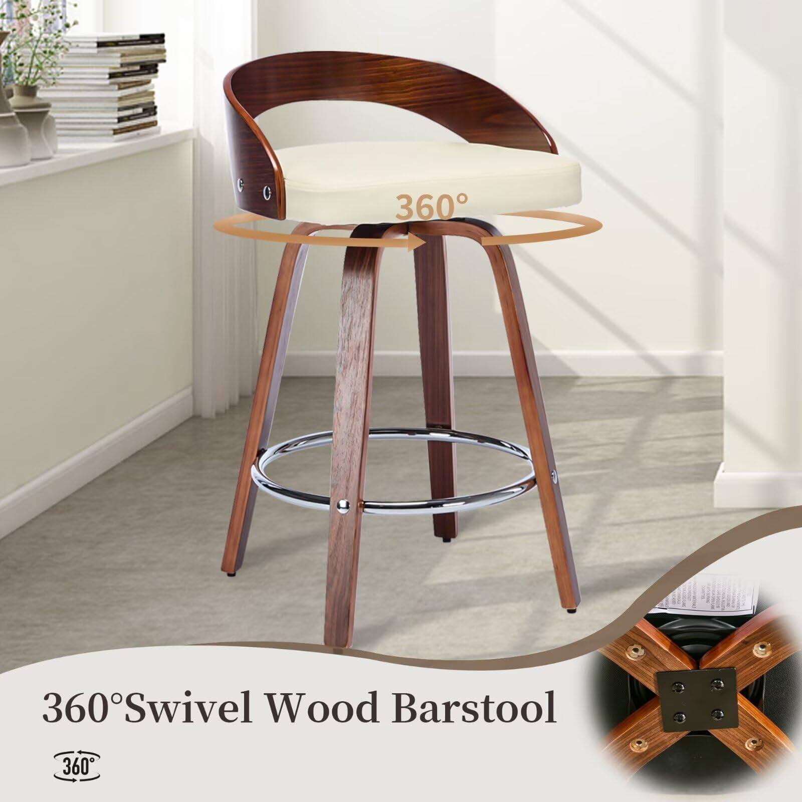 360° Swivel Wood Barstool