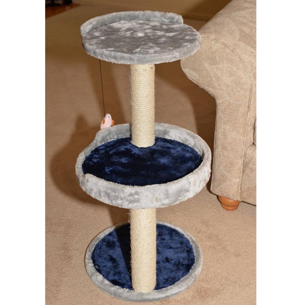 Alt View 5. Armarkat - ThreeLevel Real Wood Compact Scratcher Gray W Plush Perch - Gray.