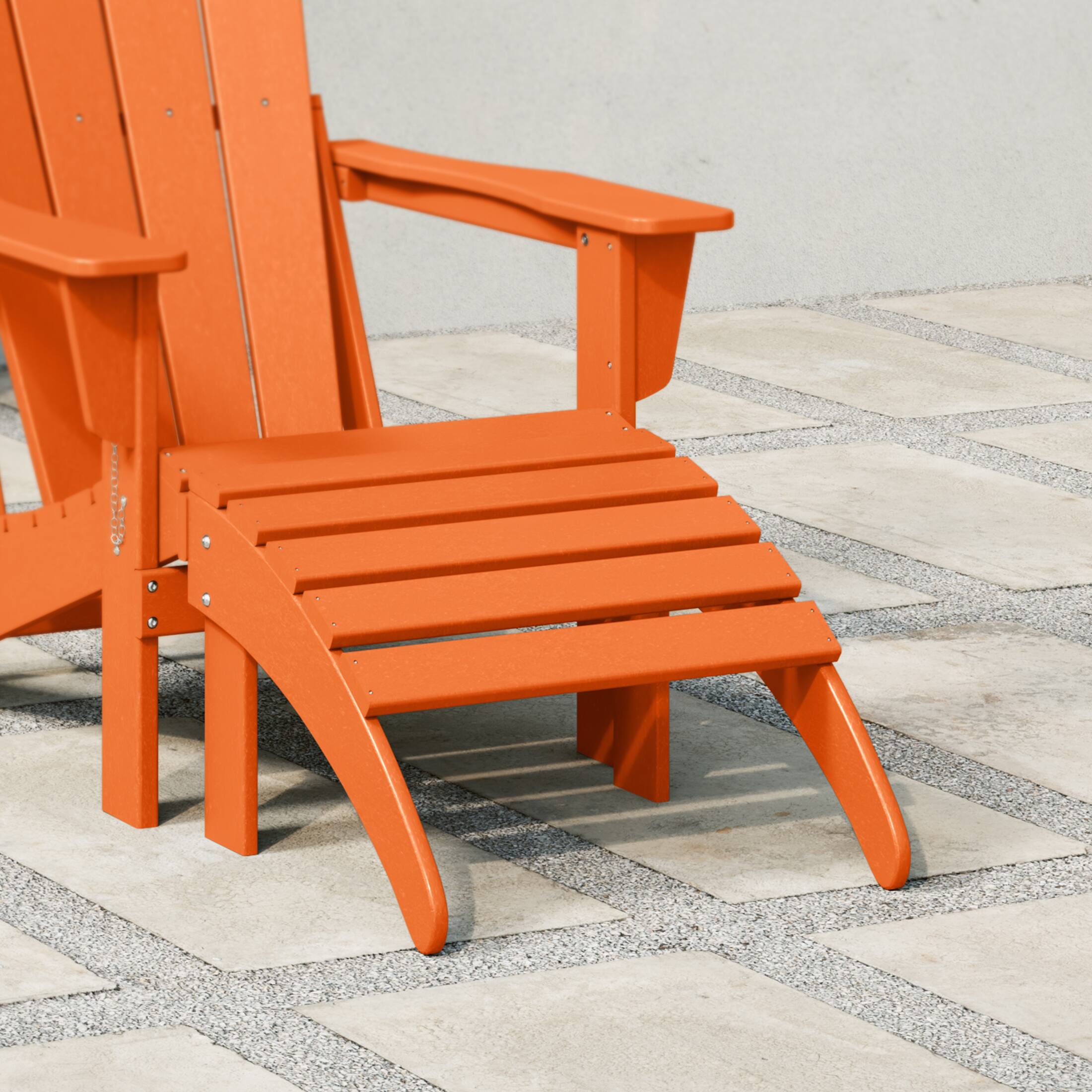 Angle. WestinTrends - WestinTrends Malibu Outdoor folding ottoman for Adirondack chair - Orange.