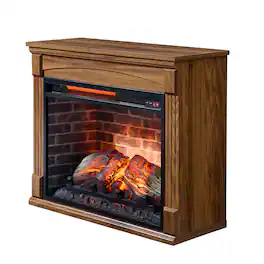 GOODSILO - 28 Inch TV Stand Media Center with Electric Fireplace - Dark Oak