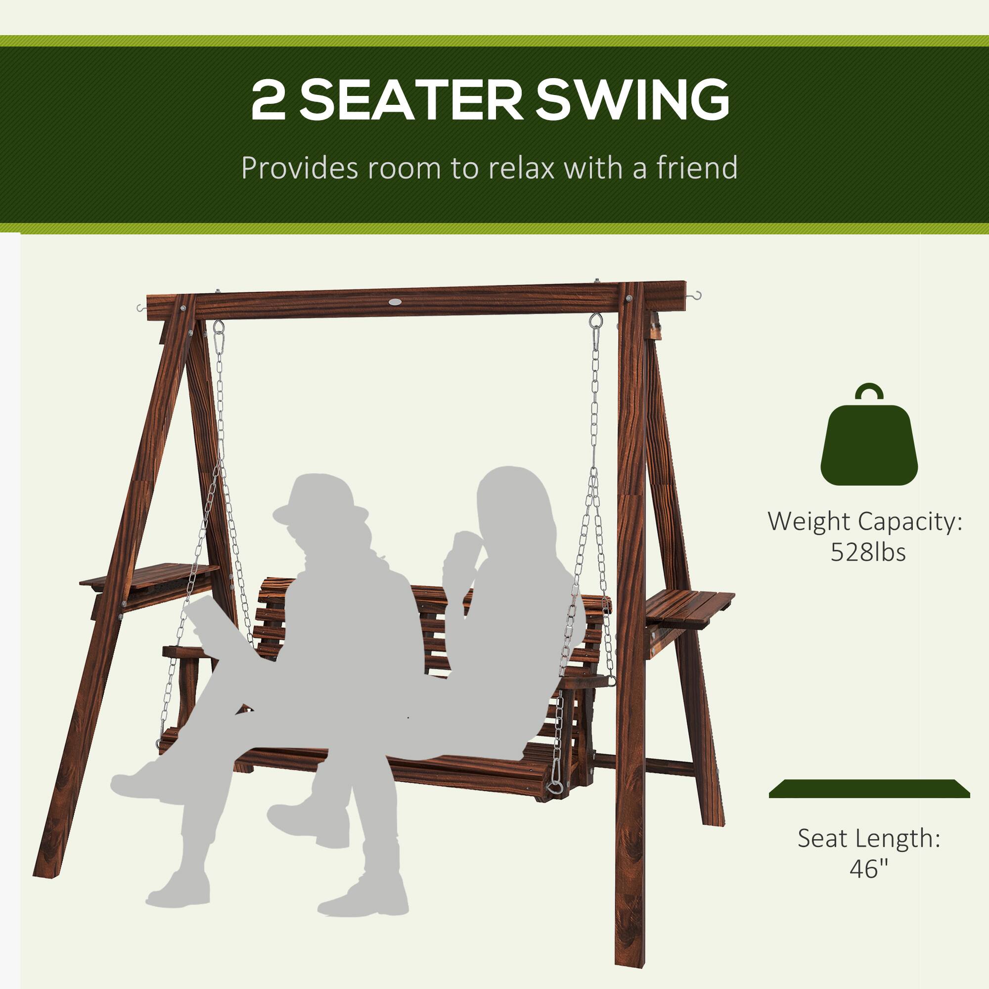 2 Seater Swing  
Provides room to relax with a friend  

Weight Capacity: 528lbs  
Seat Length: 46"