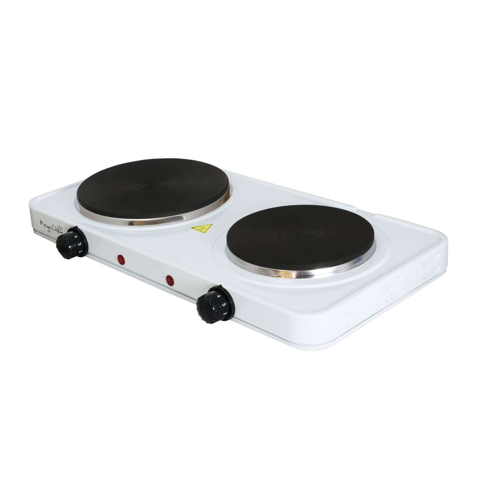 Alt View 3. MegaChef - MegaChef Electric Easily Portable Ultra Lightweight Dual Burner Cooktop Buffet Range in Sleek White - White.