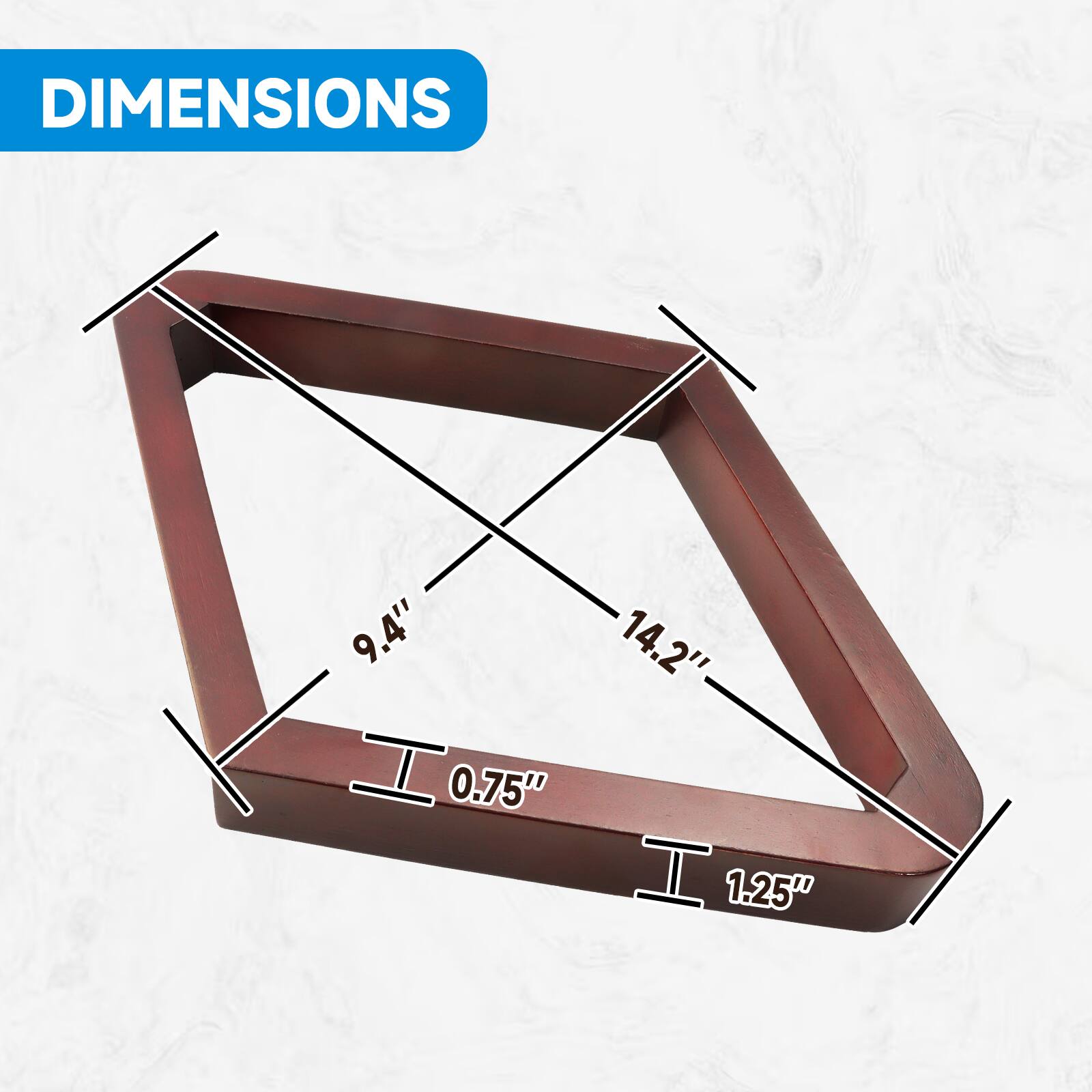 DIMENSIONS 9.4" 14.2" 0.75" 1.25"