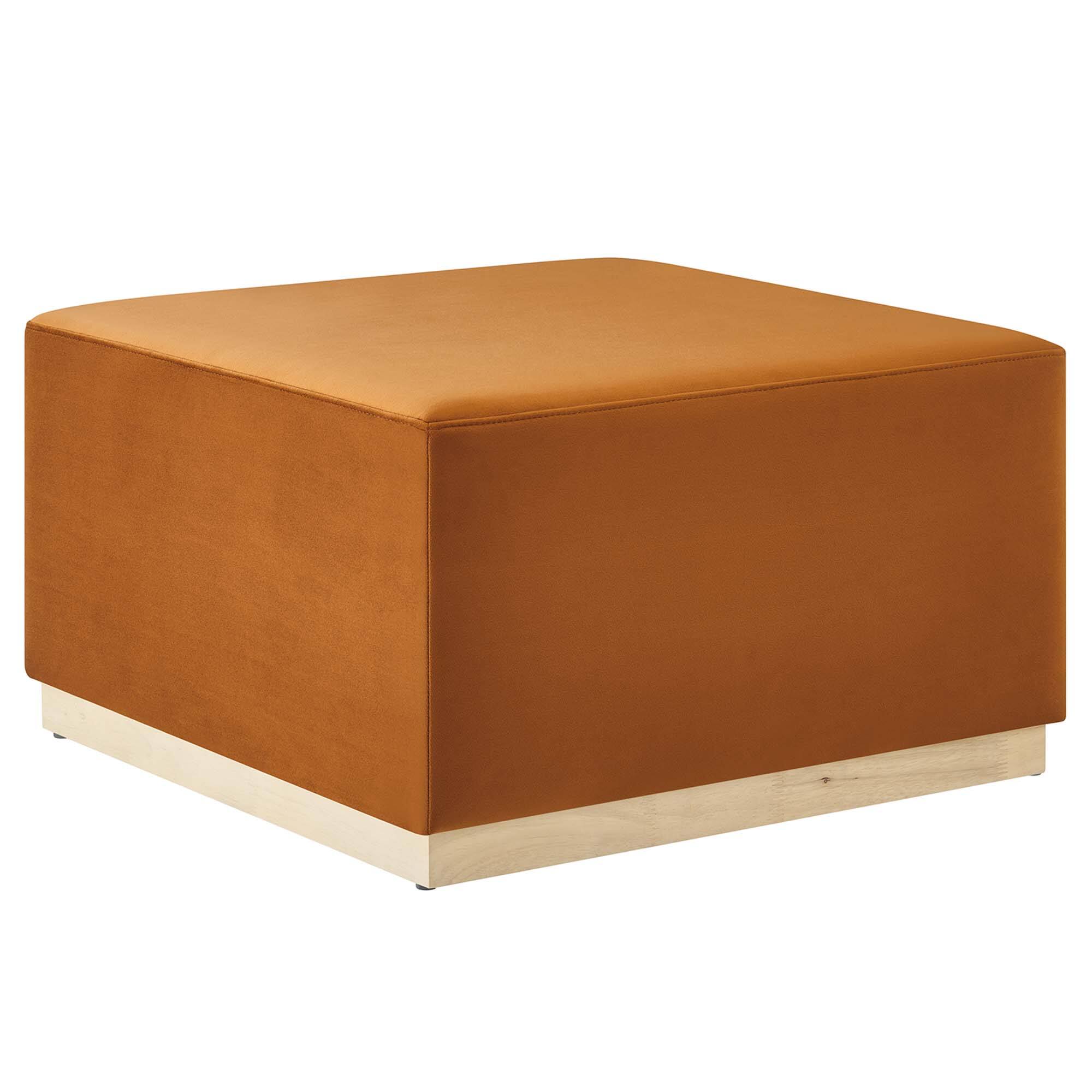 Angle. Modway - Tilden Large 28" Square Performance Velvet Upholstered Ottoman by Modway - Rust Natural.